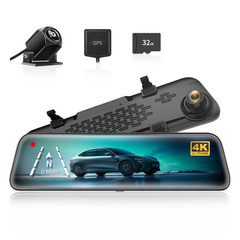 WOLFBOX 12″ G840S 4K Mirror Dash Cam Backup Camera 2160P Full HD Free SD & GPS