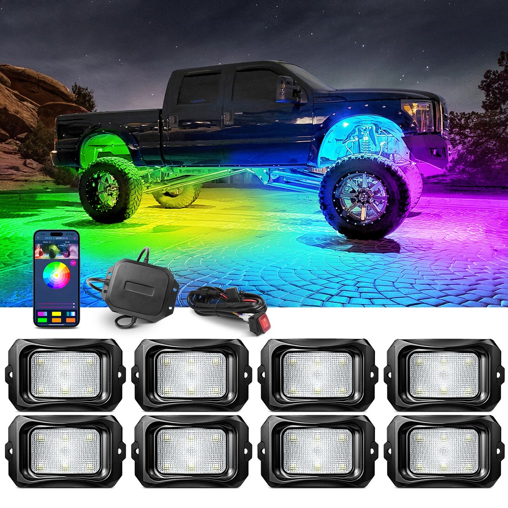 1Set 2/8/10/12 Pods C2 Max RGB-IC LED Rock Lights Underbody Extend Up to 24 Pods