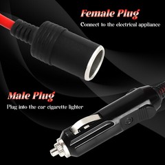 12ft 12V Cigarette Lighter Extension Cord Cable DC Power Heavy Duty Socket Plug