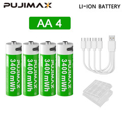 1.5V AAA/AA 3400Mwh 1100Mwh Rechargeable Battery USB Type-C Rechargeable Li-Ion