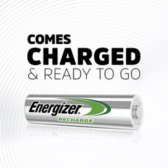 Energizer Rechargeable AA Batteries 4 Pack NiMH 1.2V Pre-Charged Long Lasting