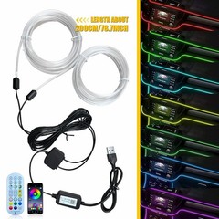 LED Neon Light Trim Glow Optic Fiber Strip Car Interior Ambient Lighting Kit.APP