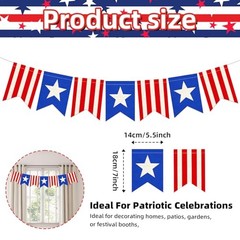 Pre-Strung Patriotic Linen Banner with Red, White & Blue Star Panels, Rustic