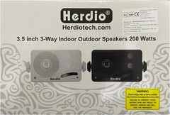 2*Herdio Marine 3.5 Inches Outdoor Speakers Wired 200W 3 Way Wall Mount Speakers