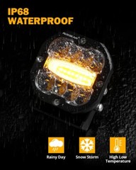 AUXBEAM 3″ LED Work Light Bar Strobe Flash Amber Pods Driving+Black Cover Shield