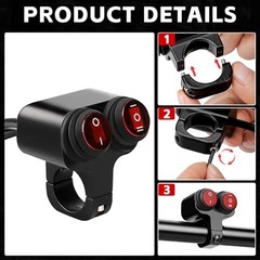 7/8” Waterproof Switch Motorcycle ATV Light Bar Switch 22mm 12V 16A, Handlebar