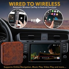 Pyle Wireless CarPlay & Android Auto Box – 4GB RAM 64GB ROM, Dual-Band Brown