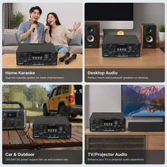 AK55 Stereo Audio Amplifier Max 450W Home 2 Channel with 2 Mic FM Radio USB AUX