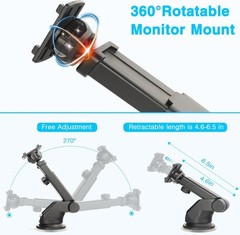 Backup Camera Monitor Mount – Windshield Suction Cup Mounting Bracket, Black