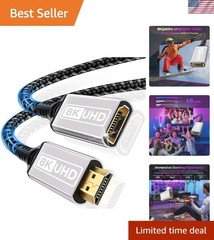 Tangle-Free 1.64FT HDMI Extension Cable 48Gbps – Compatible with All Devices