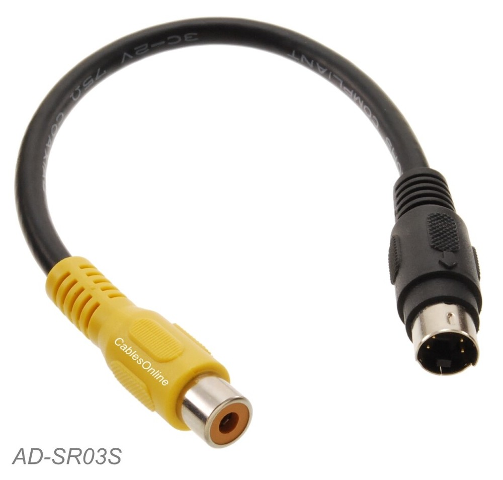 6 inch 4-Pin Male S-Video-Out to RCA Female Composite-Out Video Adapter Cable