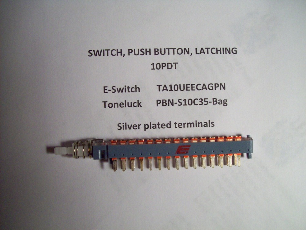 Push Button Switch, 10PDT, Latching, E-Switch, TA10UEECAGPN