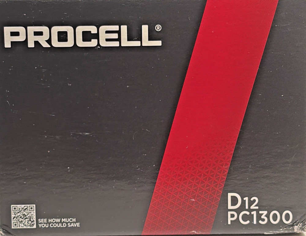 Procell Alkaline D-Cells #Box of 12, Dated Mar 2036. Box Clean. Model PC1300.
