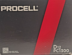 Procell Alkaline D-Cells #Box of 12, Dated Mar 2036. Box Clean. Model PC1300.
