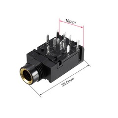 5Pcs PCB Mount 6.35mm 9 Pin Socket Headphone Stereo Jack Audio Video Connector