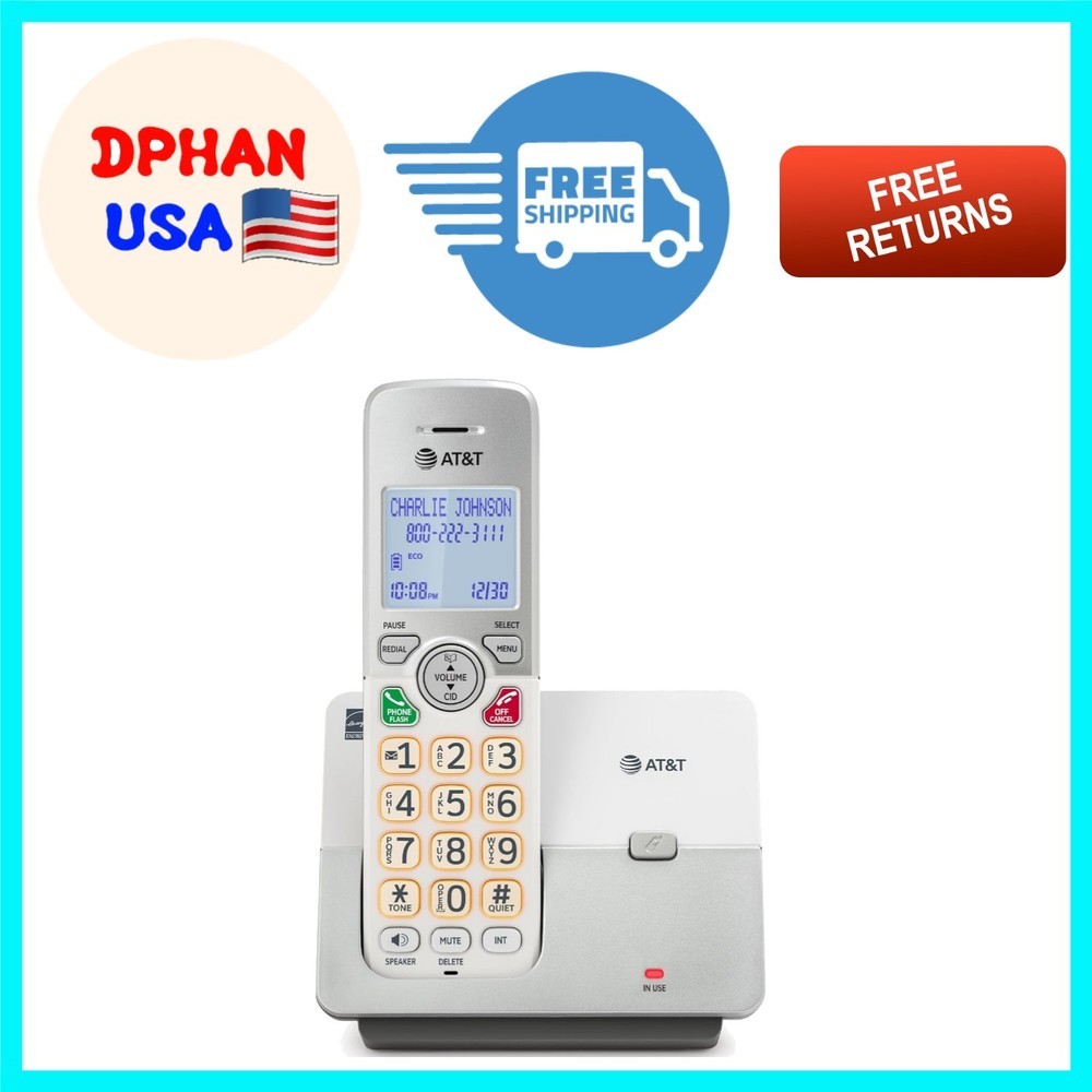 Compact EL1121 Cordless Landline Phone with Hands-Free Speakerphone & Quiet Mode
