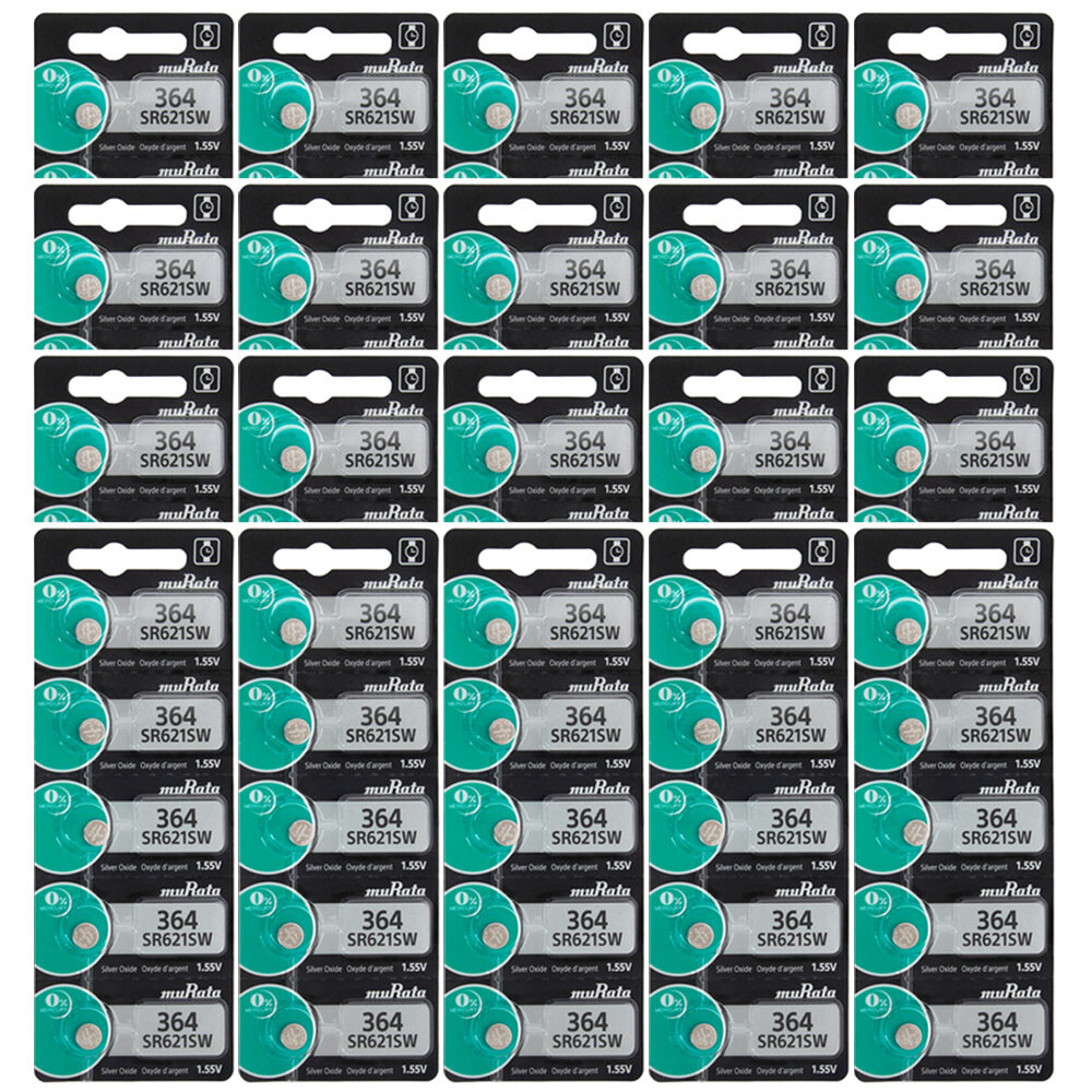 Murata Replaces Sony 364 SR621SW 1.55V Silver Oxide Watch Batteries X 100