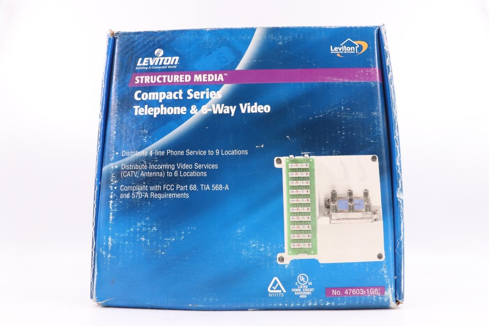 LEVITON 47603-1G6 STRUCTURED MEDIA COMPACT SERIES TELEPHONE/6-WAY VIDEO SPLITTER