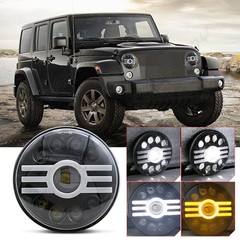 New Pair 7in Round Led Headlights High Low Beam Fit 2003-2007 Jeep Liberty