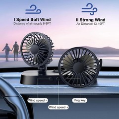 2-IN-1 Car Fan Cooling & Mist, Dual Head DC 5V USB Car AC, 360° Rotatable & 2…