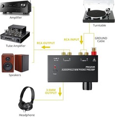 Turntable Preamp with 63dB Gain and Durable Metal Construction for Perfect Sound