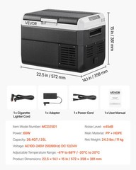 VEVOR 12V Car Refrigerator Portable Freezer 26.4QT Electric Cooler for Camping