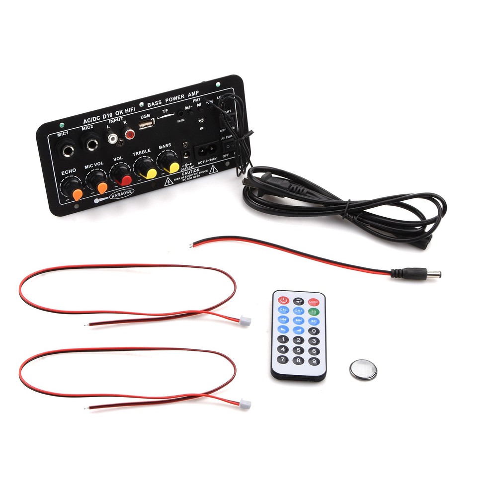 1 Set Multi-function Audio Amplifier Board Bluetooth 5.0 FM radio/Treble/Bass