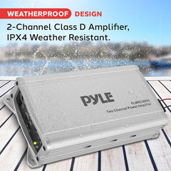 2-Channel Compact Class D Weather Resistant Amplifier System – IPX4 Waterproof,