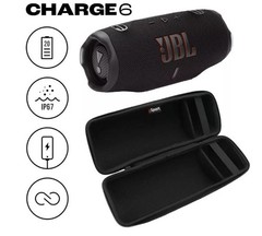 JBL CHARGE 6 Waterproof Portable Speaker Bundle w/ gSport Carbon Fiber Case BLK