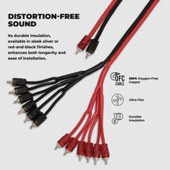 DS18 R2M12M Level 2 RCA 100% Copper OFC Y Connector 2 MALE to 12 MALE 1.5 FT