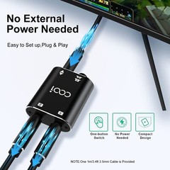 3.5mm Stereo Audio Switcher1 In 2 Out /2 In 1 Out With 3.5mm Audio Cable 2 Por