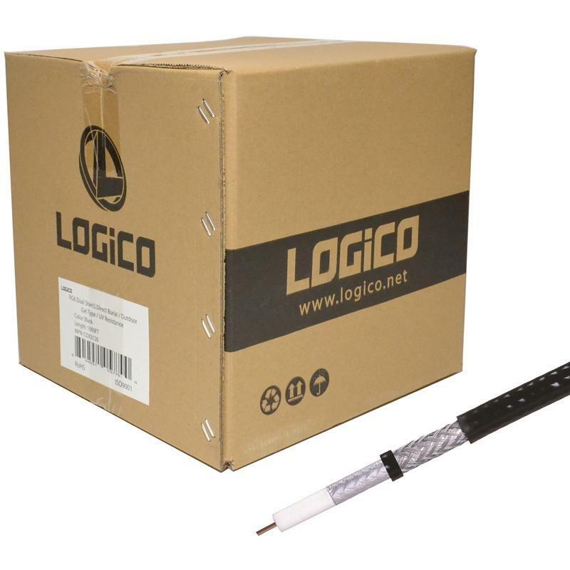 RG6 Outdoor Direct Burial Gel Coax Cable 3GHz Underground 18 AWG Coaxial 1000ft