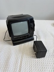 Vintage PK-4183 5” Black & White Portable TV AM/FM Radio Tested Working