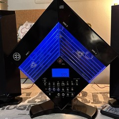 VTG Black & Blue Electro Brand 3 Disc CD / FM Standing Radio & Speakers Working