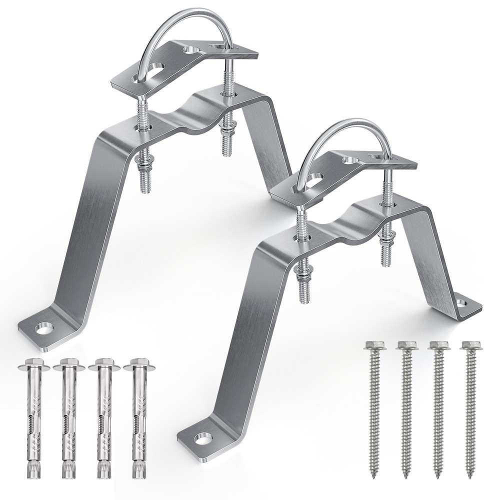 1-Pair SS304 Antenna Mount Double Wall Mount Antenna Mast Clamp V Jaw Bracket