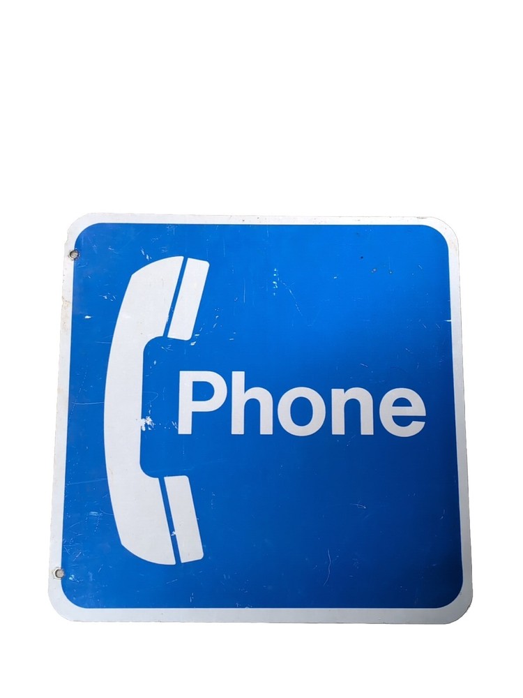 Retro Vintage Rustic Used 18″ Real PHONE / PAY PHONE STREET SIGHN / ROAD SIGHN