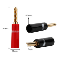 10pcs 4mm 24K Gold Plated BFA-Z Banana Plug Dual Screws Speaker Cable Connectors