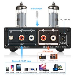 HIFI Tube Preamp with Bluetooth 5.0 Speaker Receiver Stereo Audio Amp USB Player