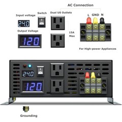 5000W Power Pure Sine Wave Inverter DC 12v 24v 36v 48V to 110V 120V AC Truck Car