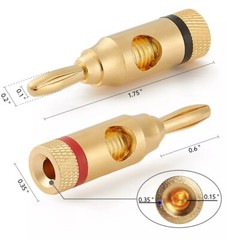 WGGE WG-3334 24k Gold Plated Banana Plugs (Open Screw Type) (12 Pairs)