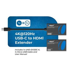 OREI 4K@120Hz HDMI Extender Over Cat6 with USB C Upto 82 Feet (UHD-EX120C-K)