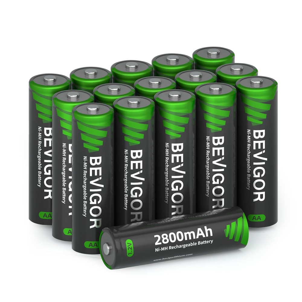 BEVIGOR AA Rechargeable Batteries 16 Pack, 2800 mAh High Capacity and Low Sel…