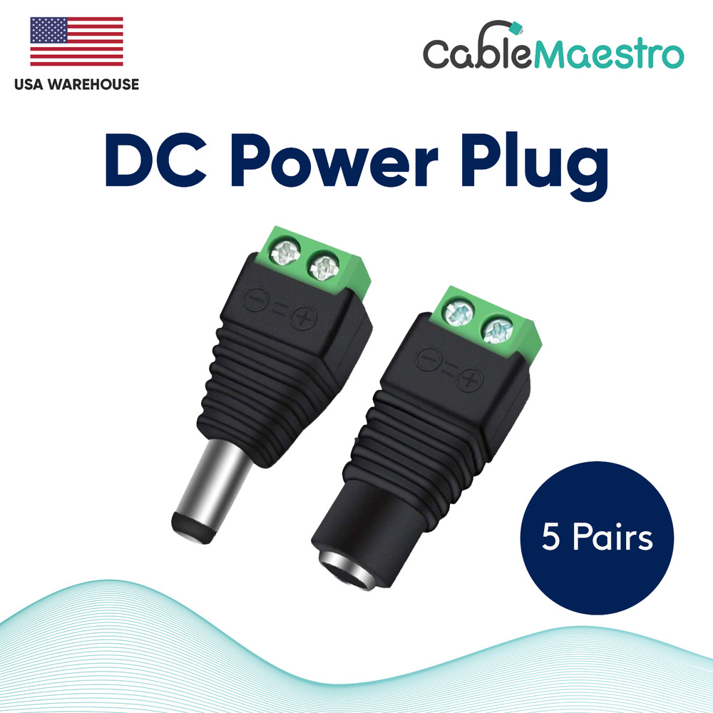 DC Power Plug Male Female Jack Connector 2.1 x 5.5mm Adapter CCTV Video Balun