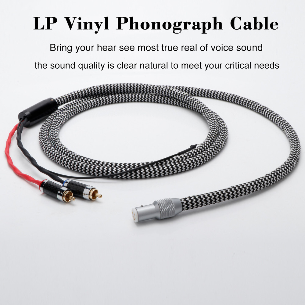 Hi-Fi 5 Pin DIN to 2 RCA Audio Tonearm Cable Turntables Analog Interconnect Wire