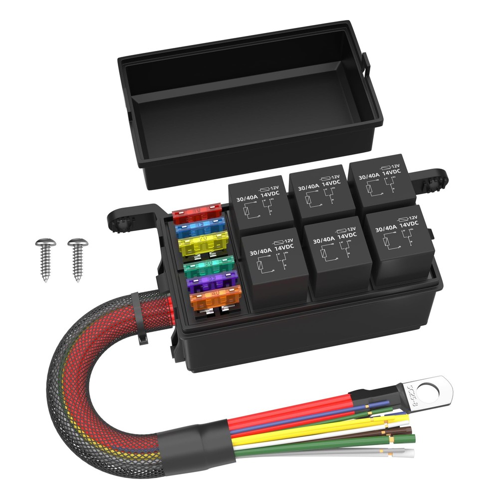 12V Fuse Relay Box 6 Way Relay Fuse Box Pre-Wired Waterproof Relays Box with …