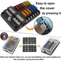 6/ 12 Way Blade Fuse Box Block Holder LED 12V Car Boat Power Distribution Panel