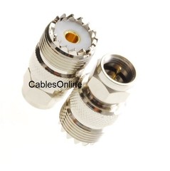 2-Pack F-Type Male Plug to UHF PL259 Female Jack Adapter, CablesOnline RF-U113-2