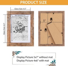 Califortree 5×7 Picture Frame – Can Display Photo 4×6 with 5×7, Rustic Brown