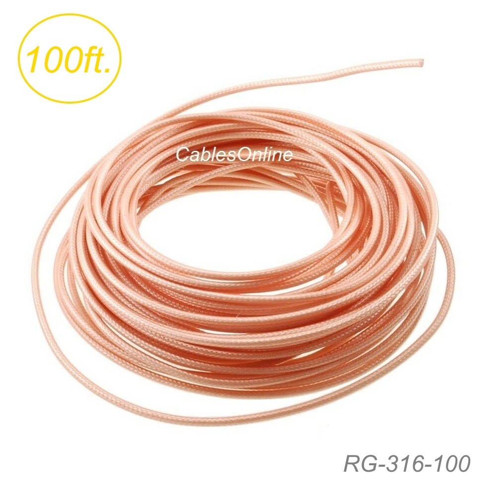 100ft RG316 Bulk 50 Ohm High Temperature Coax Cable, RG-316-100