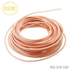 100ft RG316 Bulk 50 Ohm High Temperature Coax Cable, RG-316-100